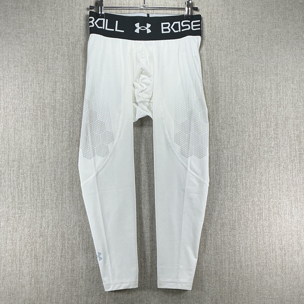 Under Armour Men’s White Compression Leggings HeatGear 3/4 Small NWT
